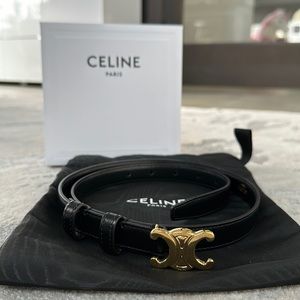 Celine black leather small triomphe in smooth calfskin
